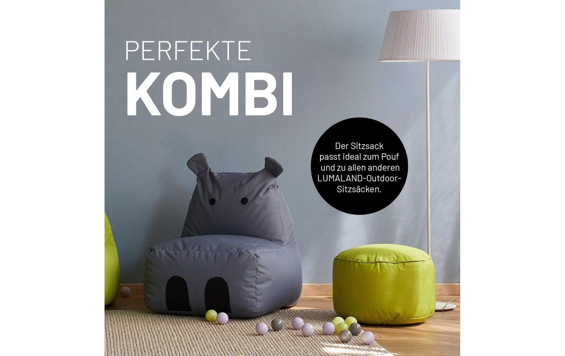 Sitzsack Hippo 200 L, Grau - MEGART