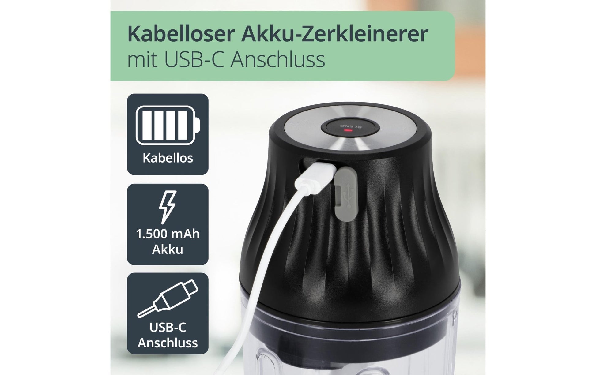 Zerkleinerer Elektrisch KG2426 - 1 1500 mAh 0.15 l - MEGART