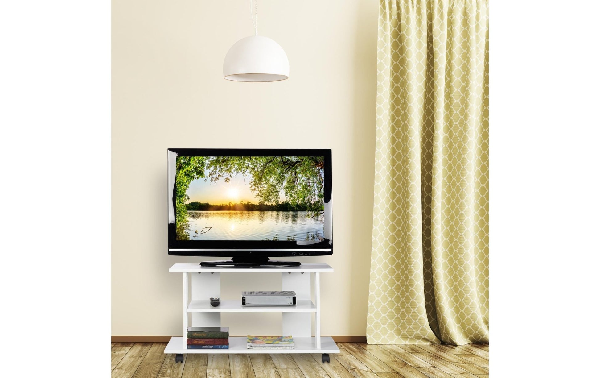 TV - Möbel mit Rollen, 80 x 40 cm, Weiss, Holz - MEGART