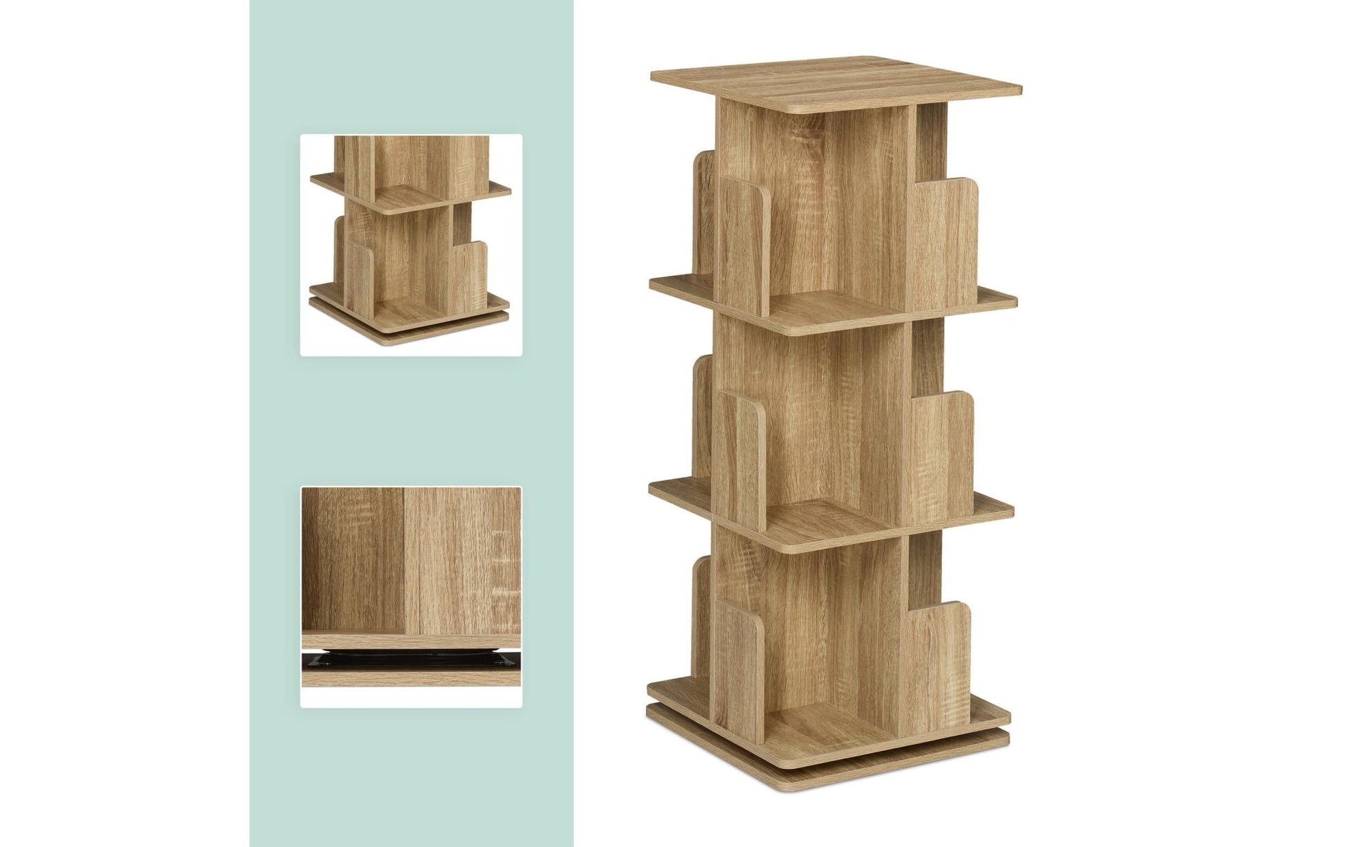 Regal 3 Etagen, Hellbraun, Höhe:95 cm - MEGART