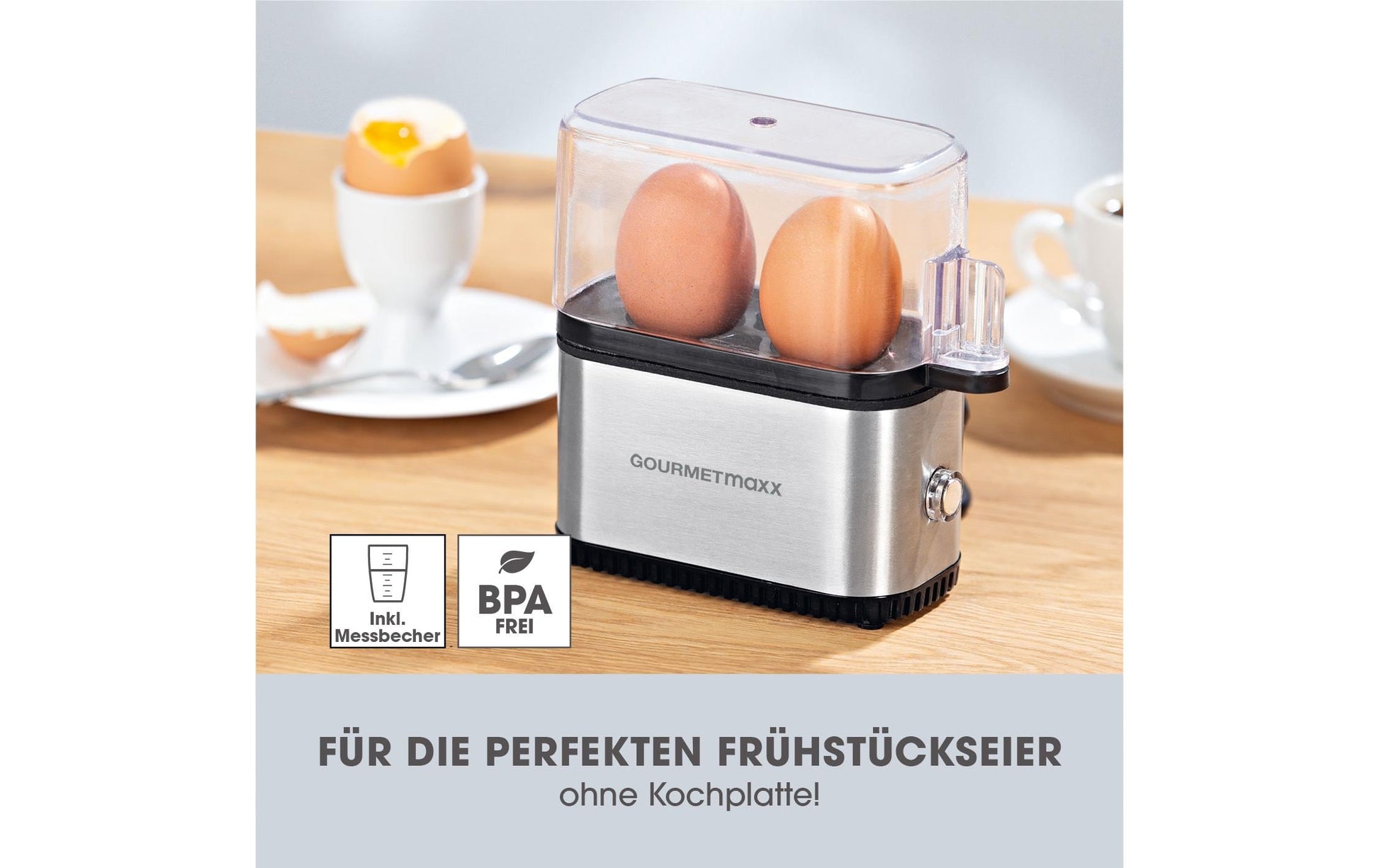 Eierkocher Kompakt 2.0 Silber, 2 Eier - MEGART