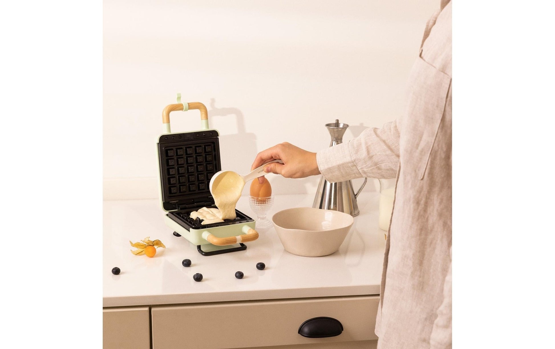Waffeleisen Stone 2 in 1 Compact Pastellgrün - MEGART