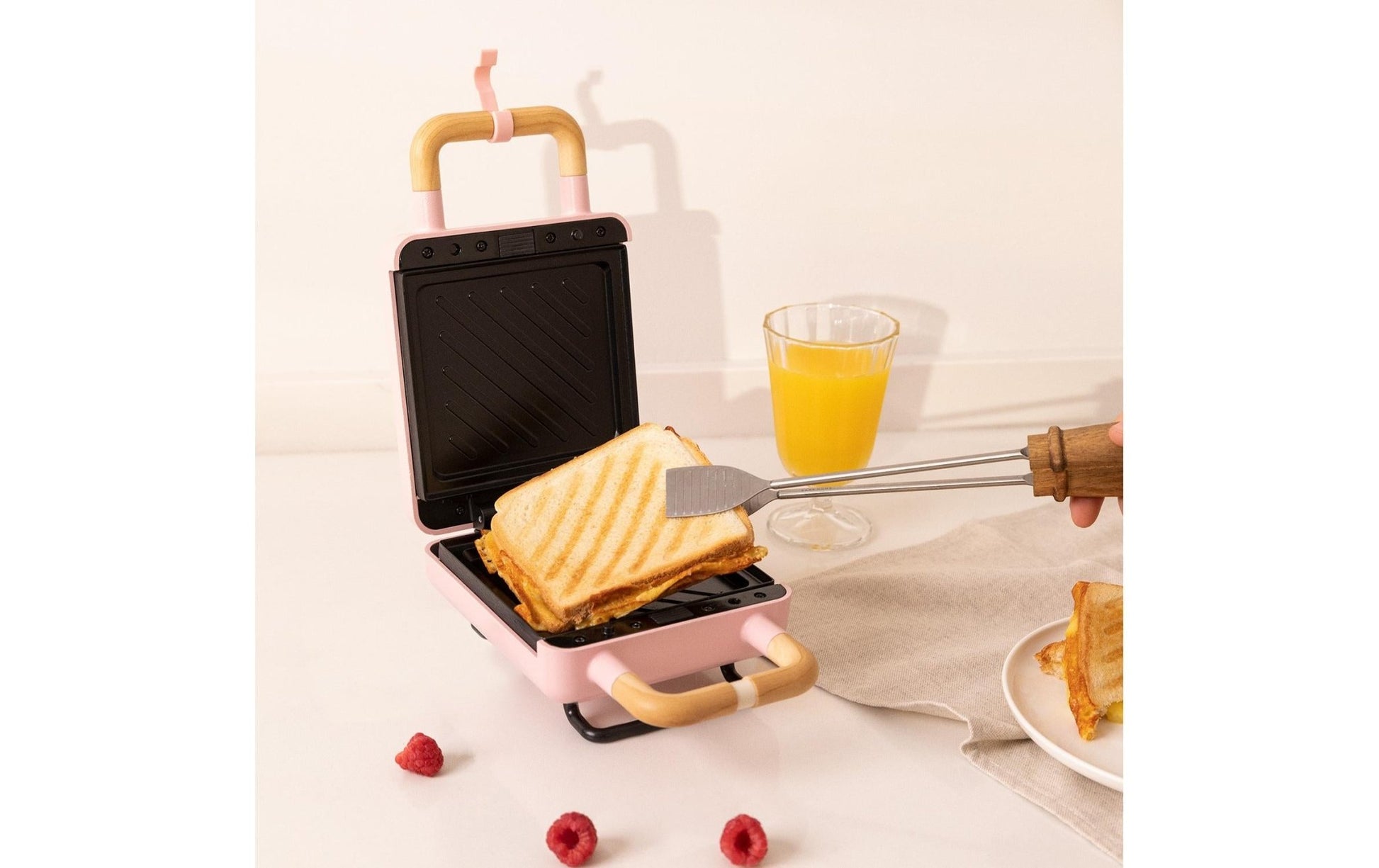 Waffeleisen Stone 2 in 1 Compact Pastellrosa - MEGART