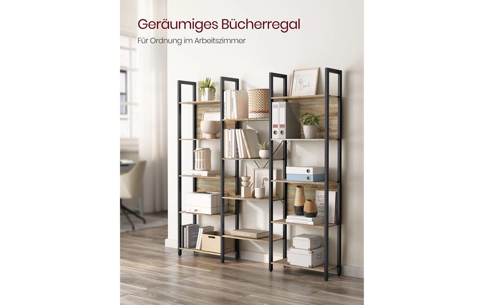 Regal 14 Ablagen 158 x 166 cm, Braun/Schwarz - MEGART
