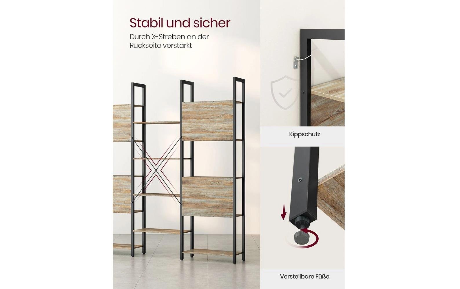 Regal 14 Ablagen 158 x 166 cm, Braun/Schwarz - MEGART
