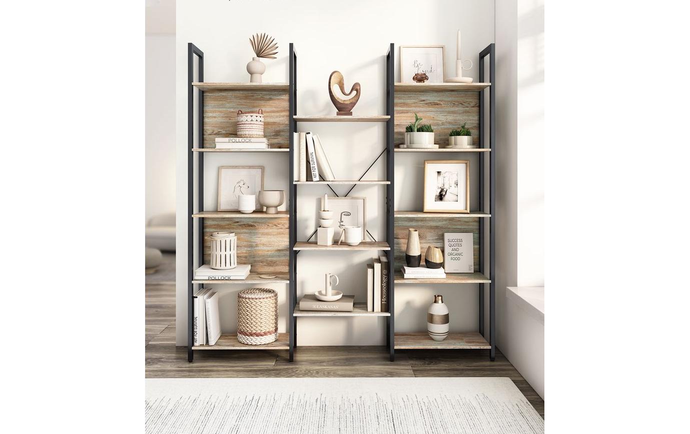 Regal 14 Ablagen 158 x 166 cm, Braun/Schwarz - MEGART