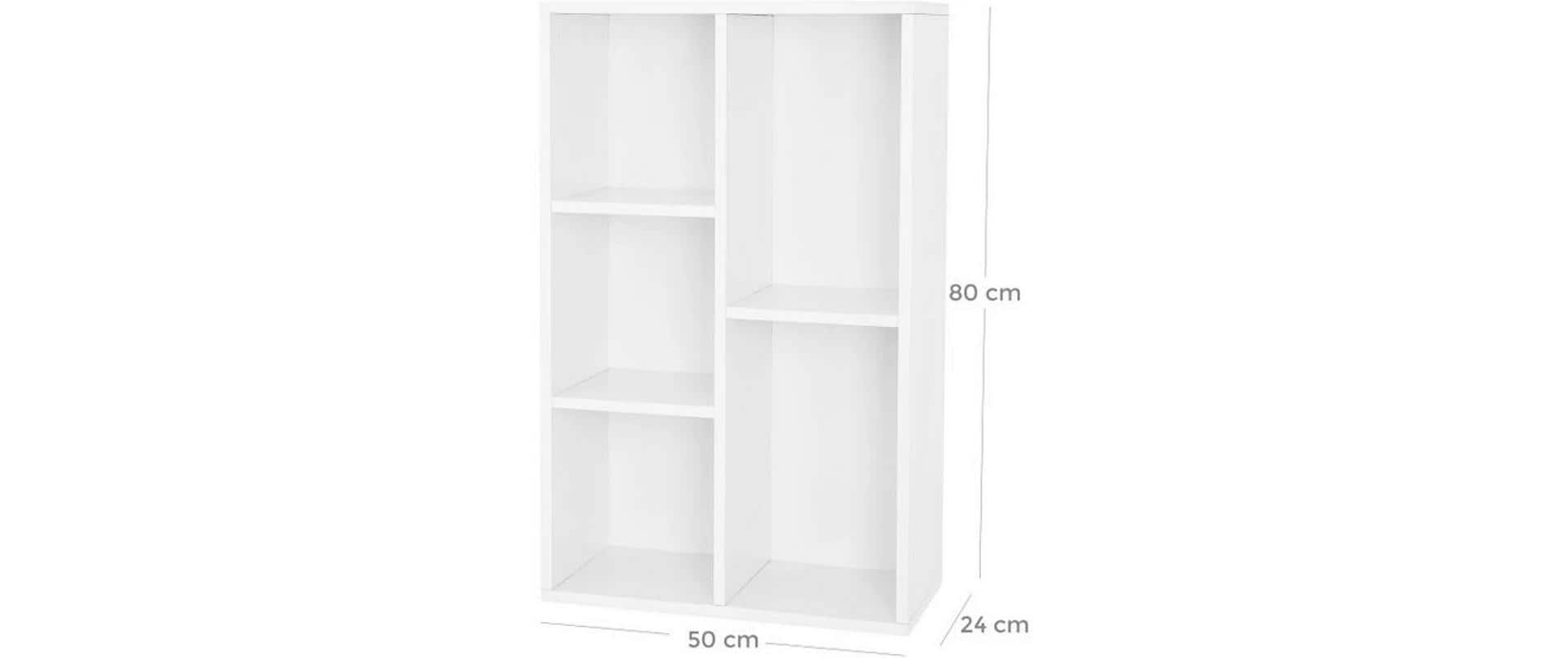 Regal 5 Ablagen 50 x 80 cm, Weiss - MEGART