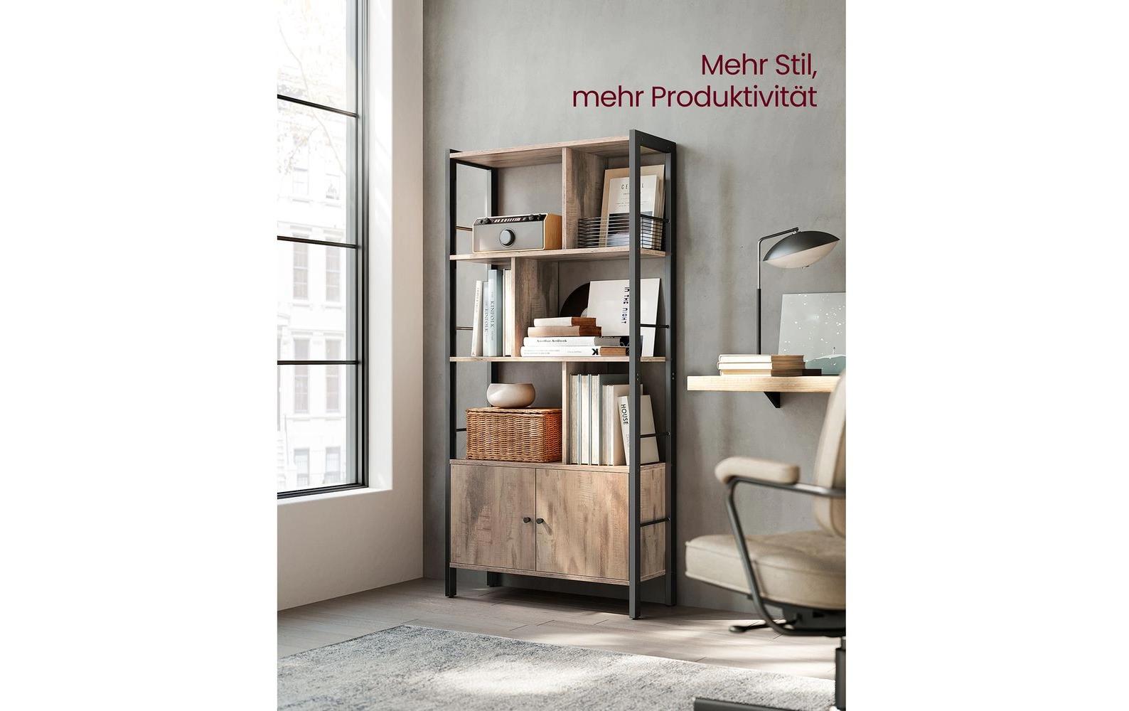 Regal 74 x 154.5 cm, Braun/Schwarz - MEGART