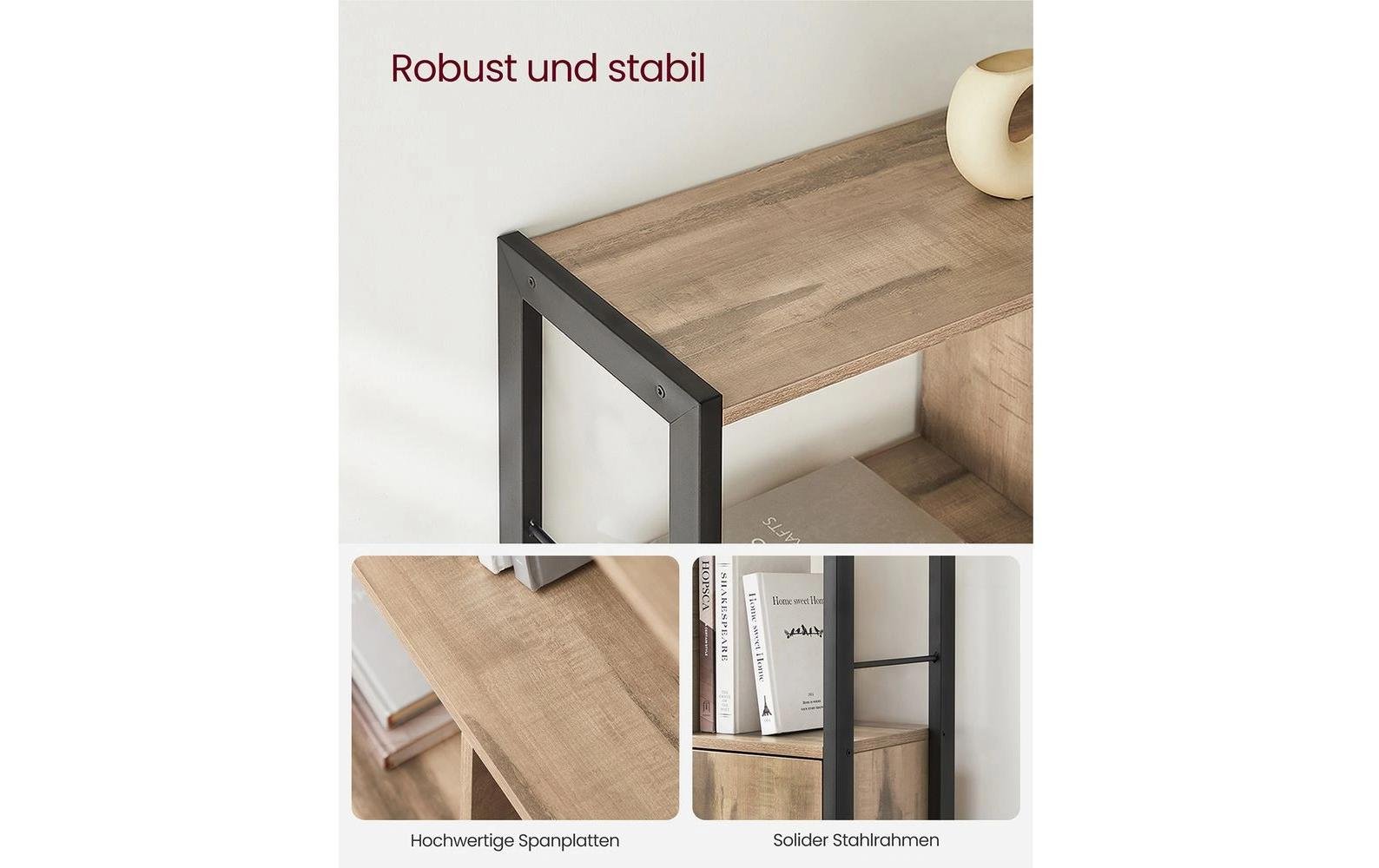 Regal 74 x 154.5 cm, Braun/Schwarz - MEGART