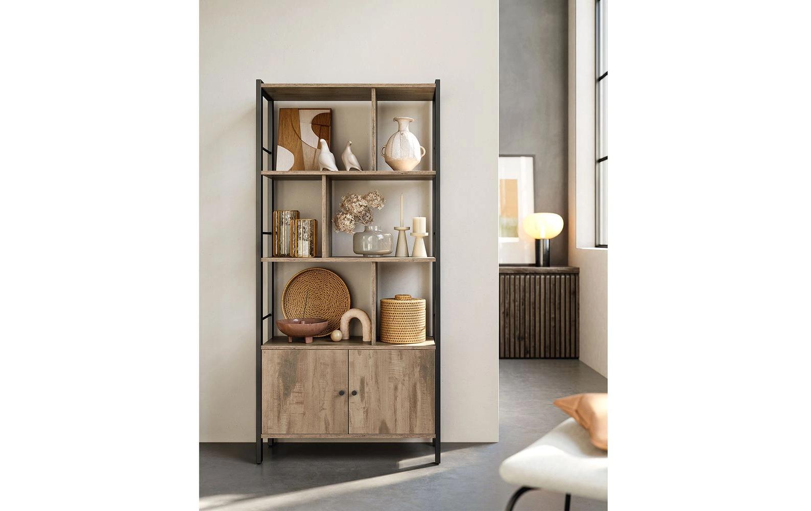 Regal 74 x 154.5 cm, Braun/Schwarz - MEGART