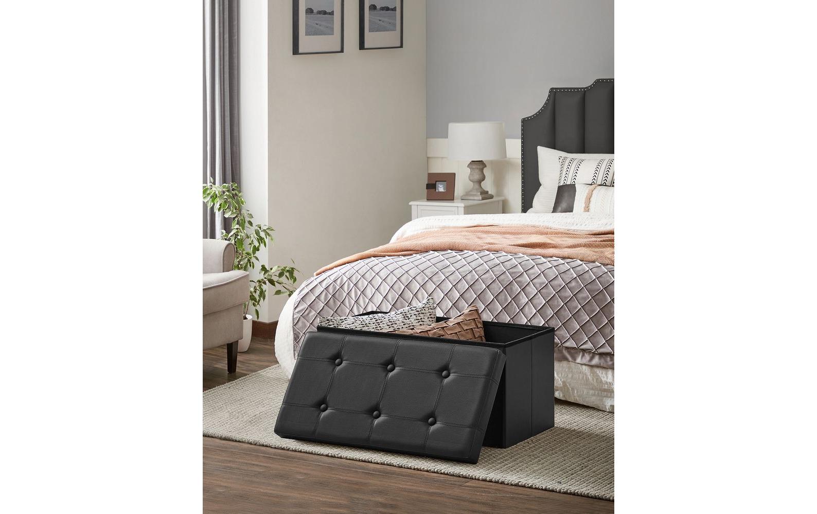 Sitztruhe mit Aufbewahrung 76 x 38 cm, Schwarz - MEGART