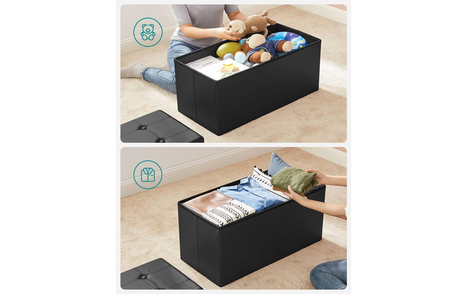 Sitztruhe mit Aufbewahrung 76 x 38 cm, Schwarz - MEGART