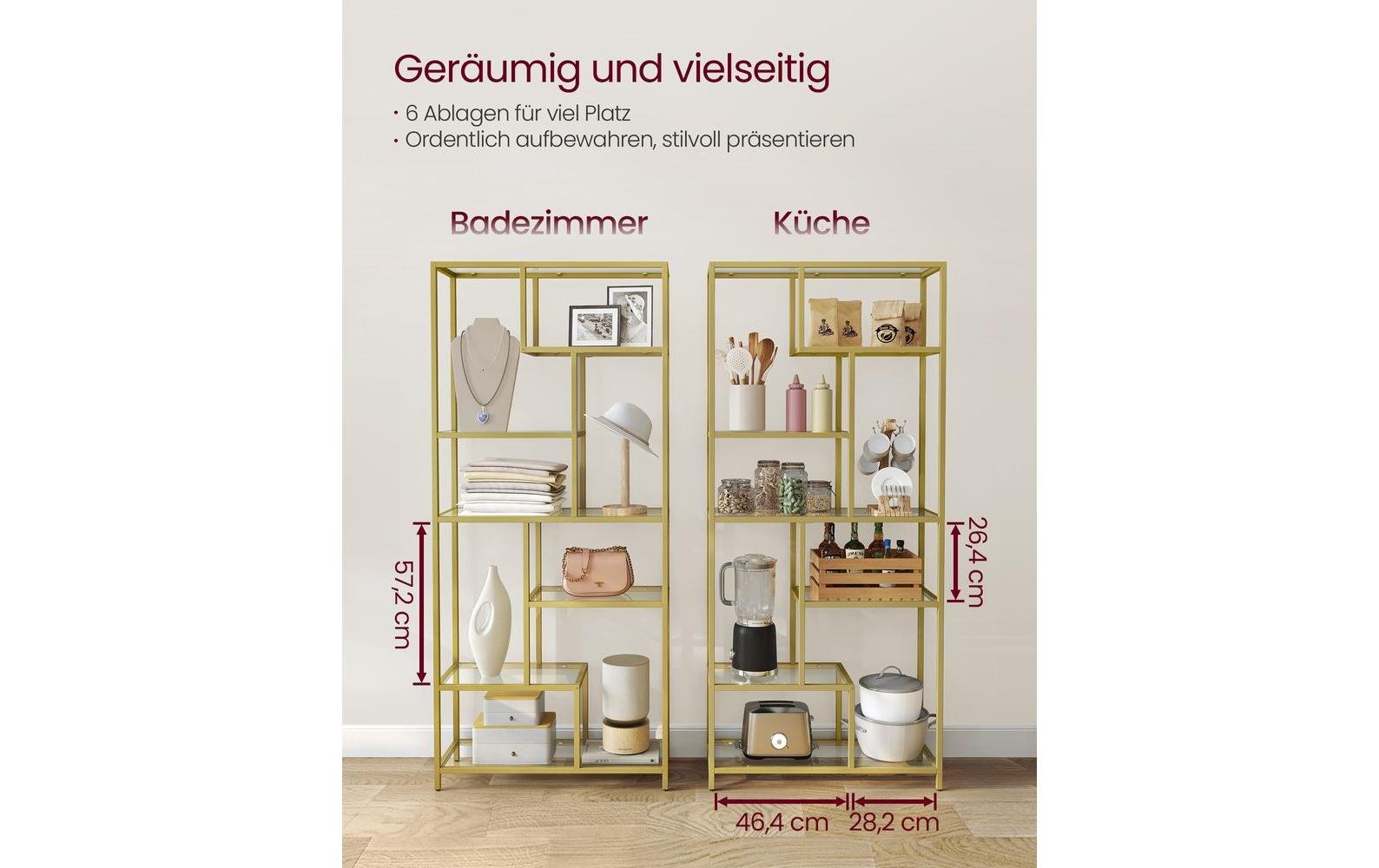 Regal 6 Ablagen 80 x 180.3 cm, Gold - MEGART