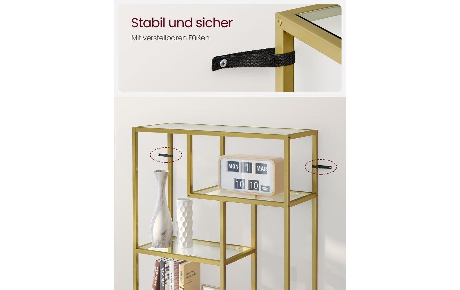 Regal 6 Ablagen 80 x 180.3 cm, Gold - MEGART
