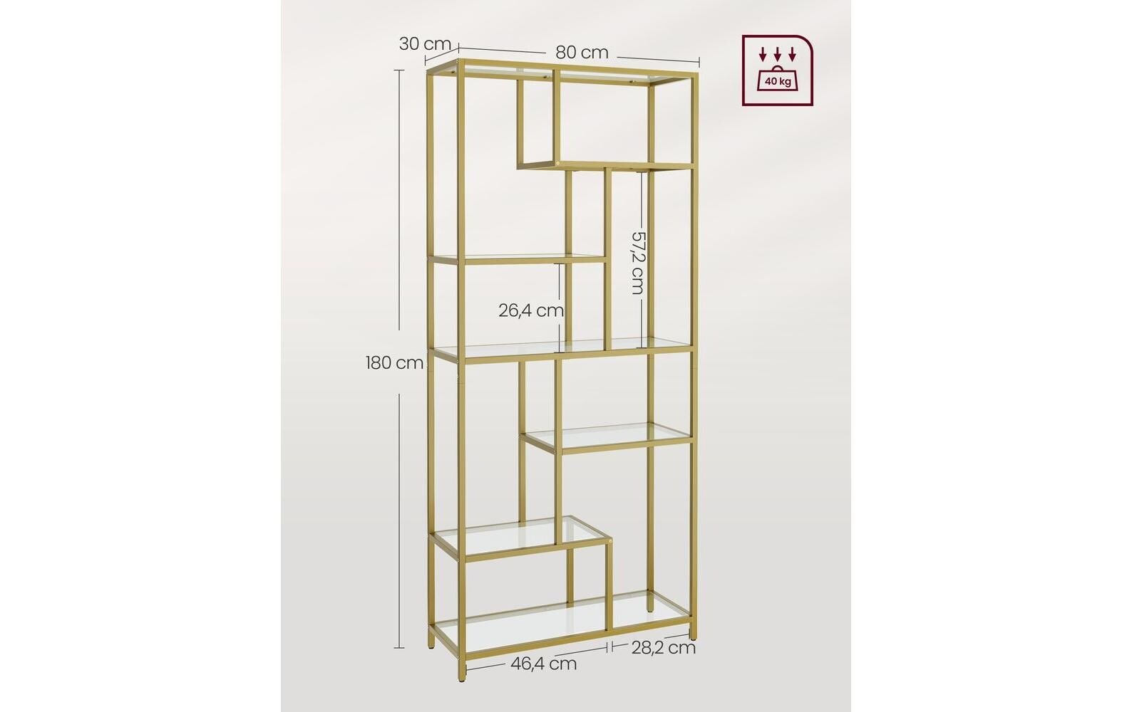 Regal 6 Ablagen 80 x 180.3 cm, Gold - MEGART