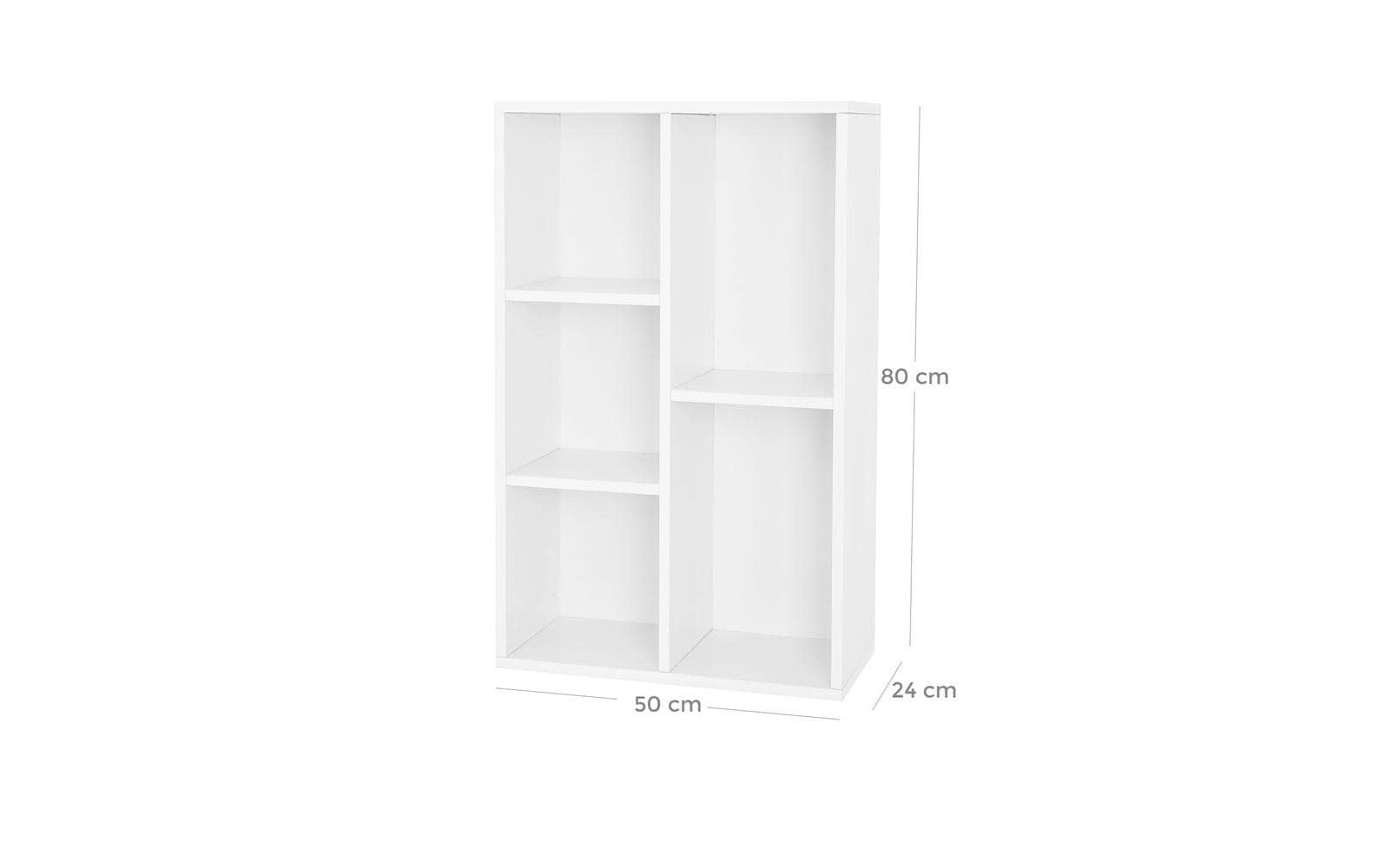 Regal 5 Ablagen 50 x 80 cm, Weiss - MEGART
