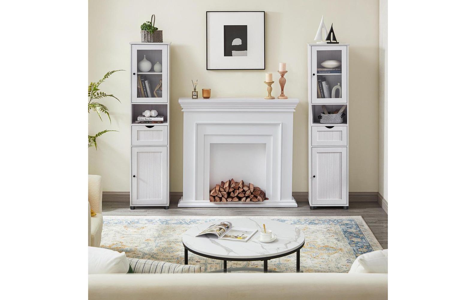 Vitrine Landhausstil 40 x 165 cm, Weiss - MEGART