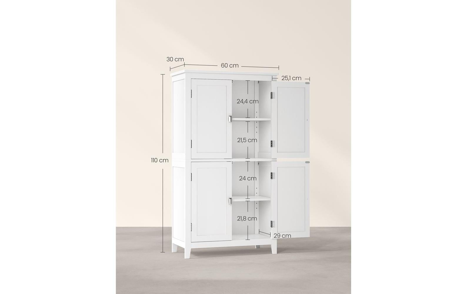 Vitrine Landhausstil 60 x 110 cm, Weiss Holz - MEGART