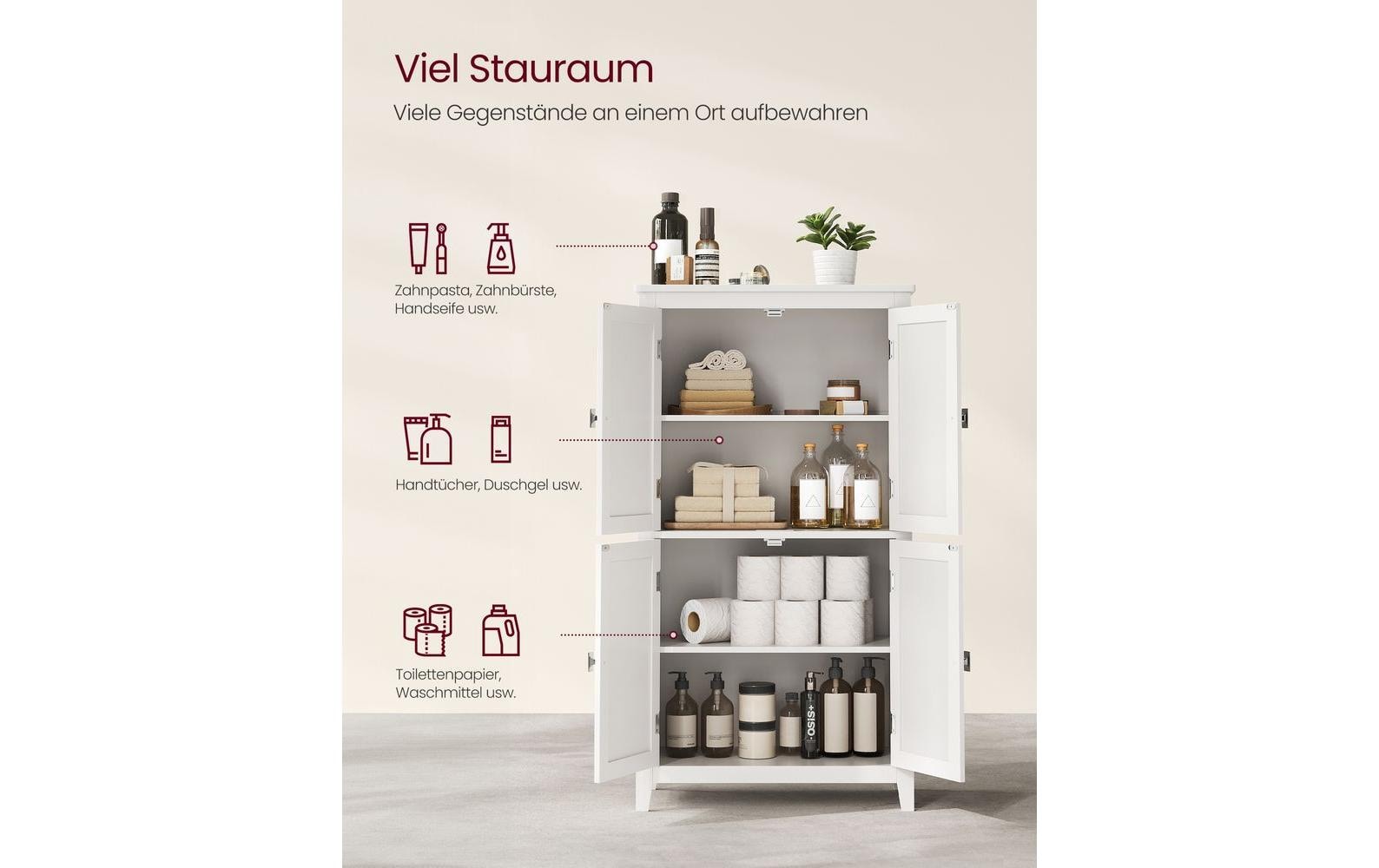 Vitrine Landhausstil 60 x 110 cm, Weiss Holz - MEGART