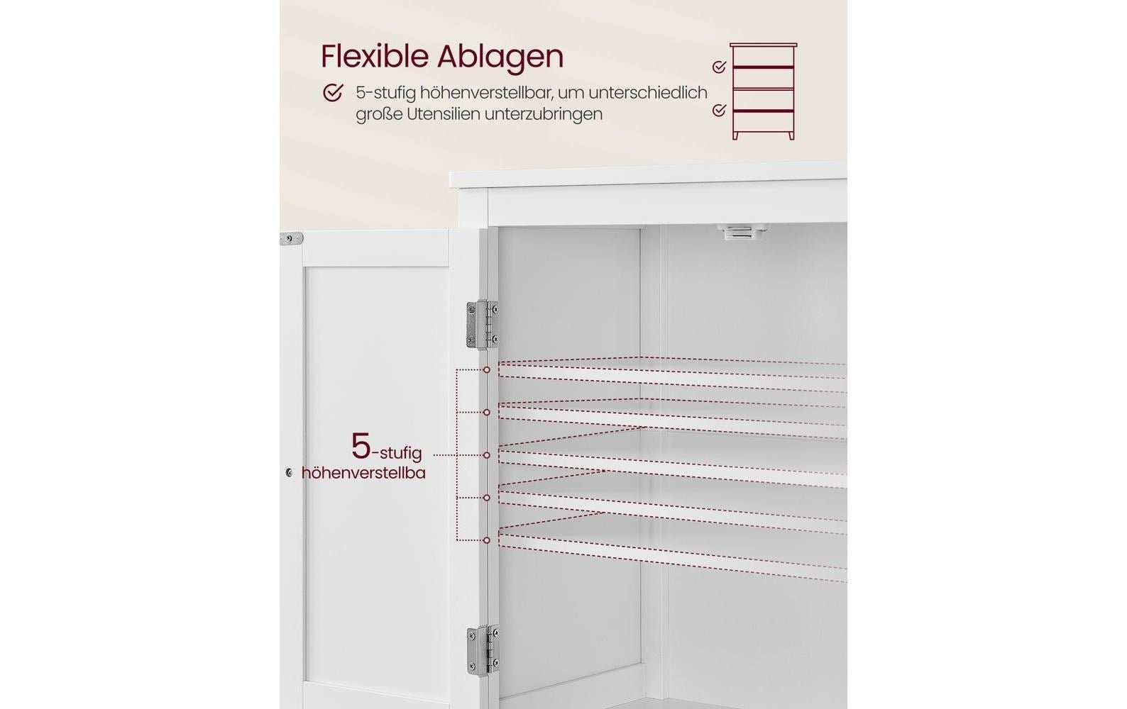 Vitrine Landhausstil 60 x 110 cm, Weiss Holz - MEGART