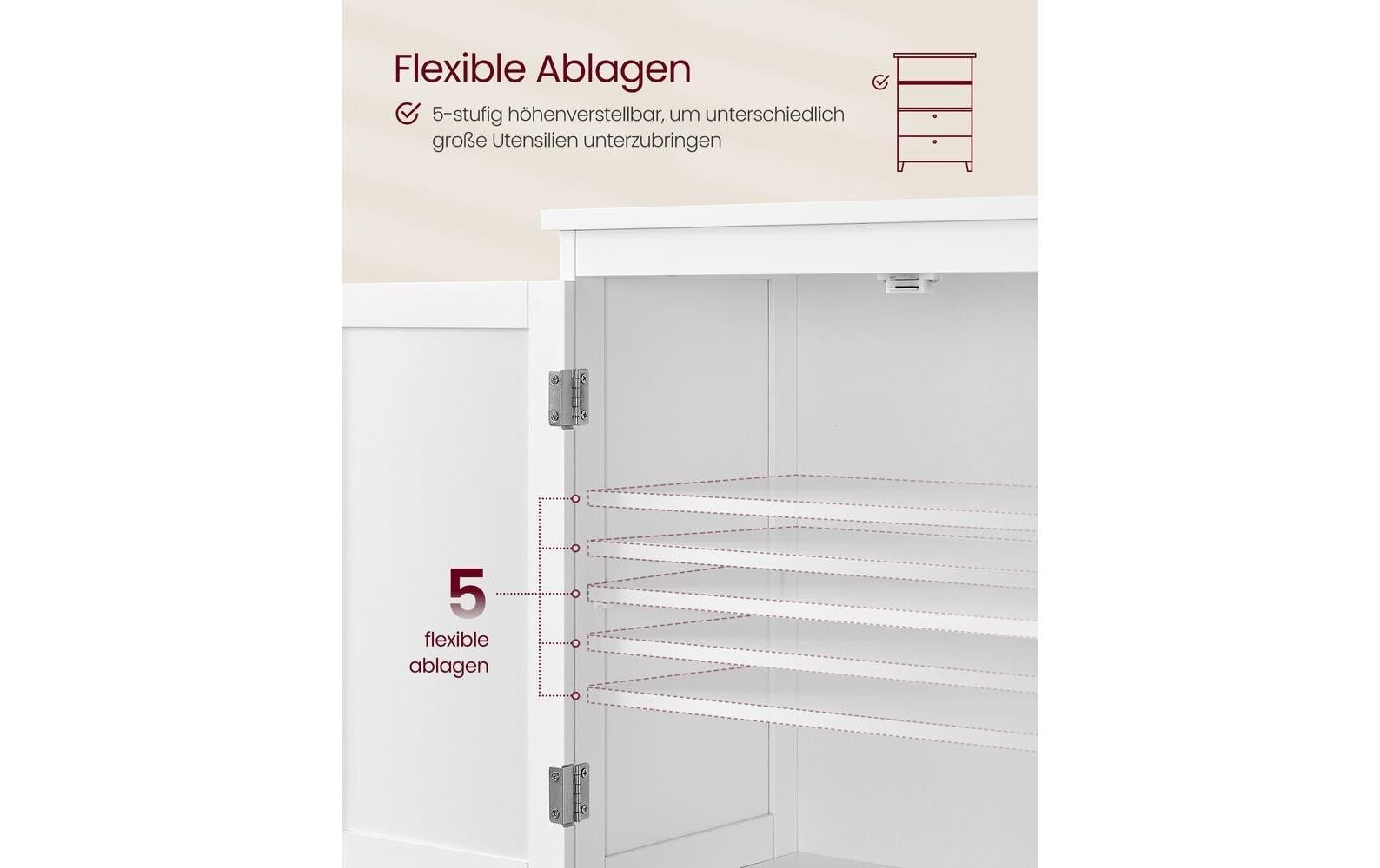 Vitrine Landhausstil 60 x 110 cm, Weiss, Holz - MEGART