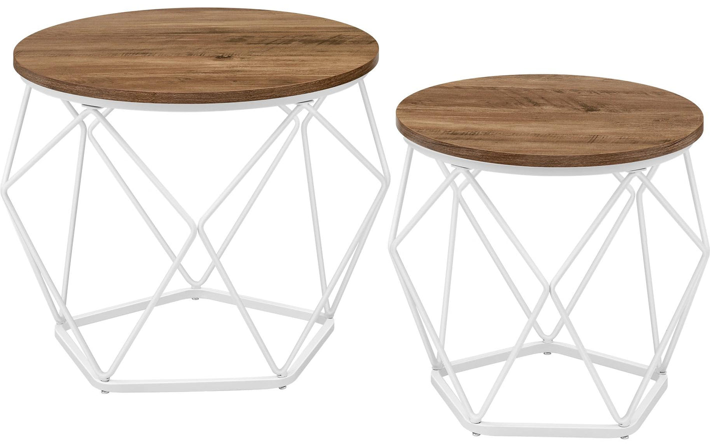 Couchtisch 2er Set 40/50 x 36 cm/40 cm, Braun/Weiss - MEGART