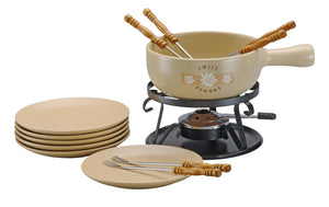 Set fonduta di formaggio Alpe 15 pezzi, beige/nero