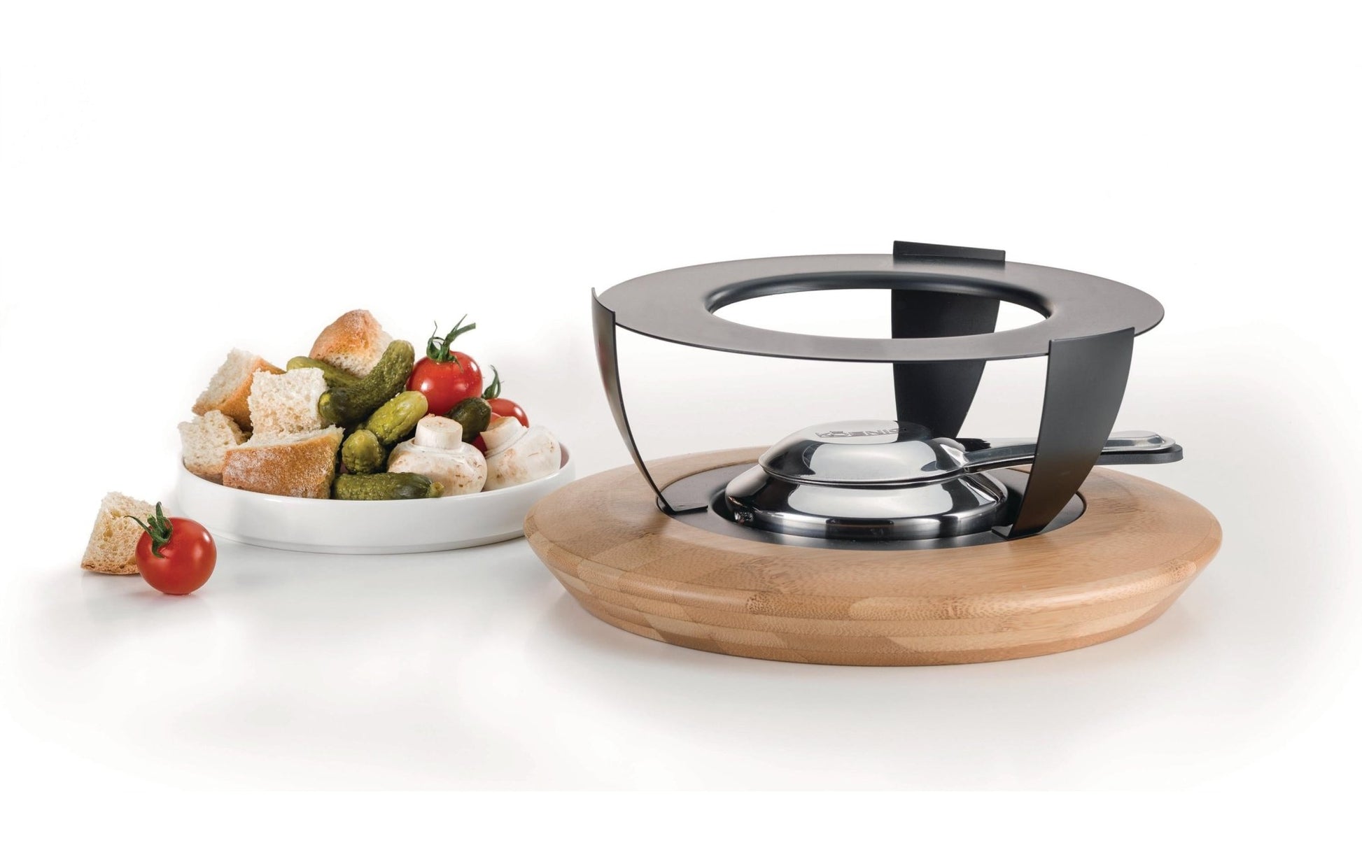 Fondue - Rechaud Bamboo Anthrazit/Hellbraun/Silber - MEGART