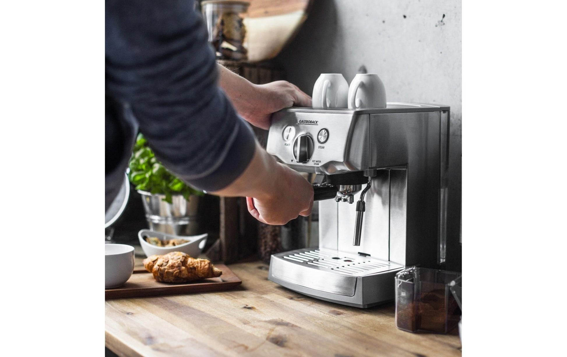 Siebträgermaschine Design Espresso Pro Silber - MEGART