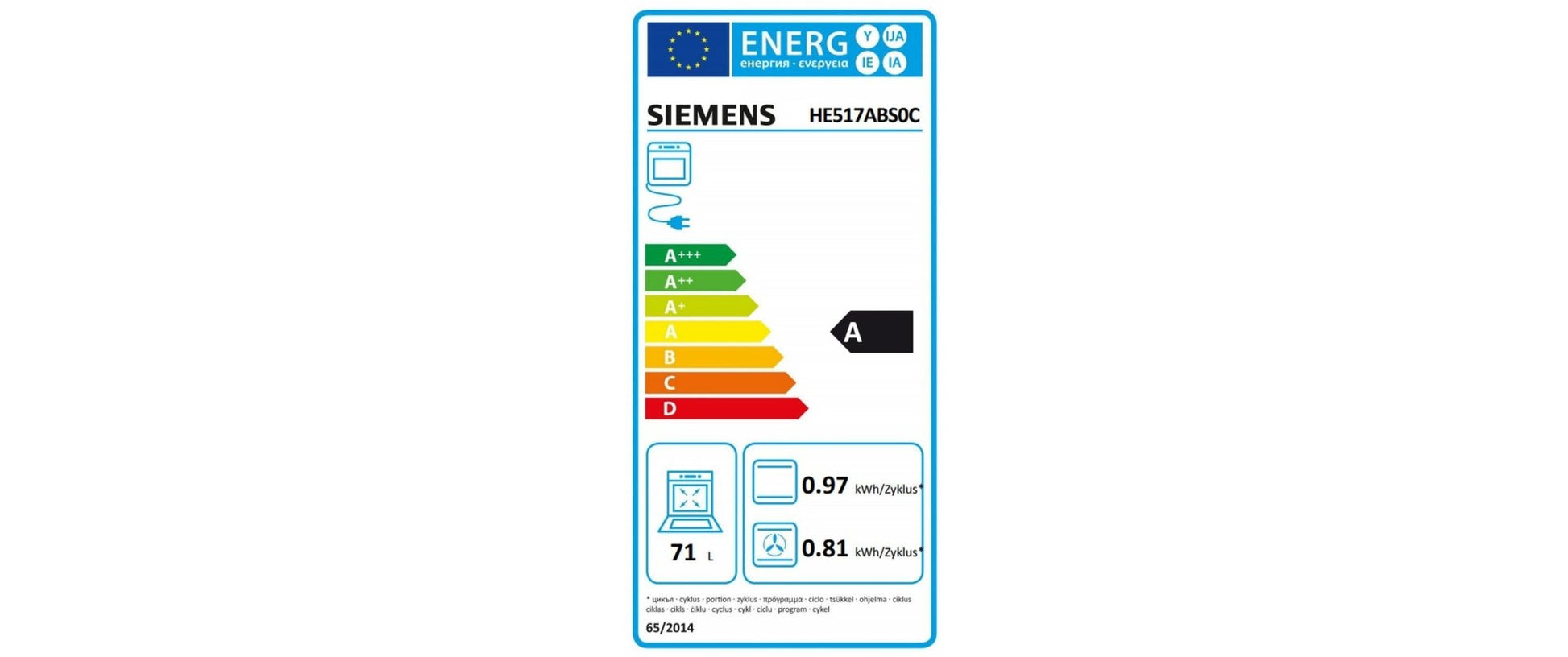 Einbauherd HE517ABS0C EU 60, Schwarz/Silber - MEGART