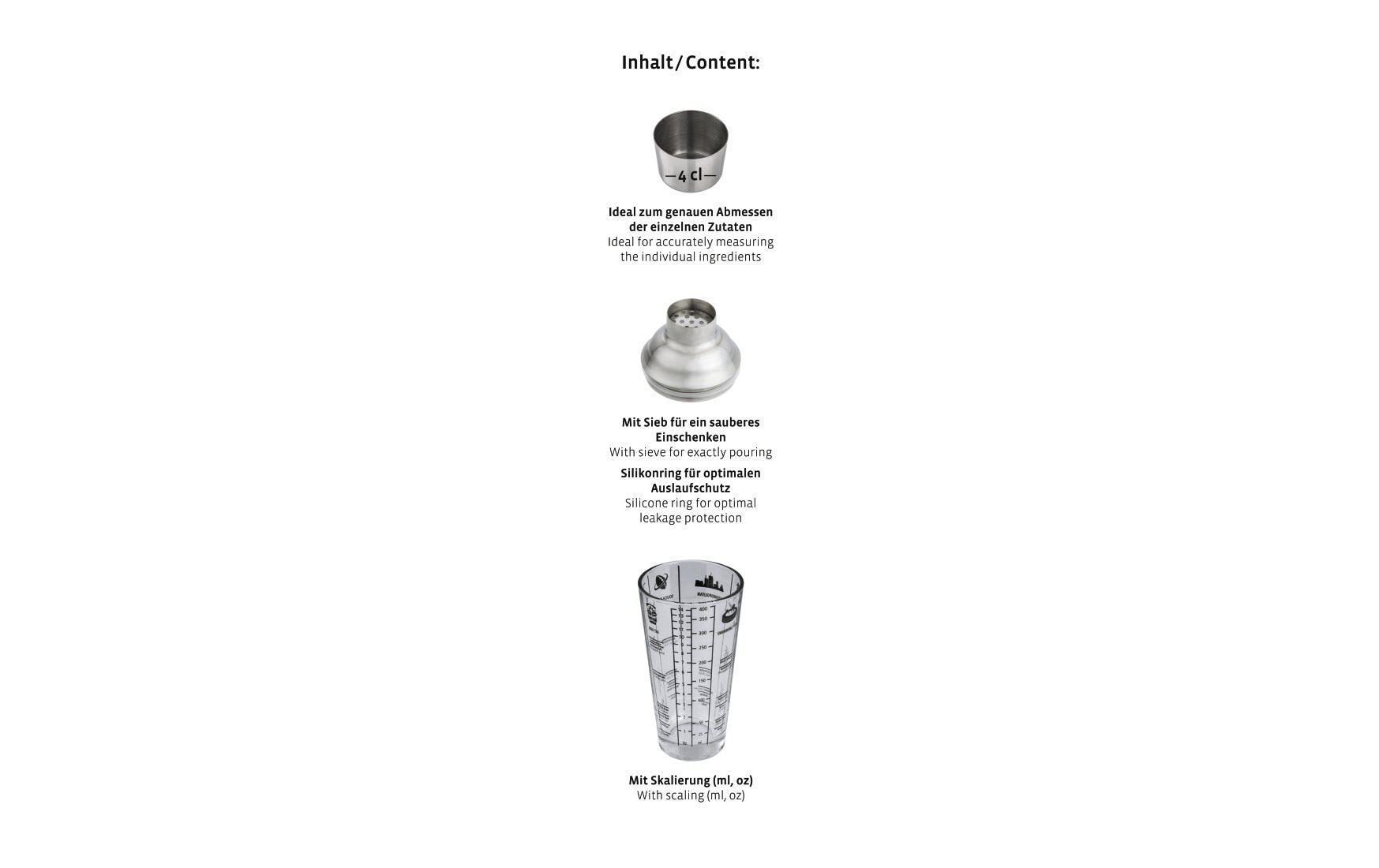 Drink Mixer Cocktail - Shaker 0.4 l, Transparent - MEGART