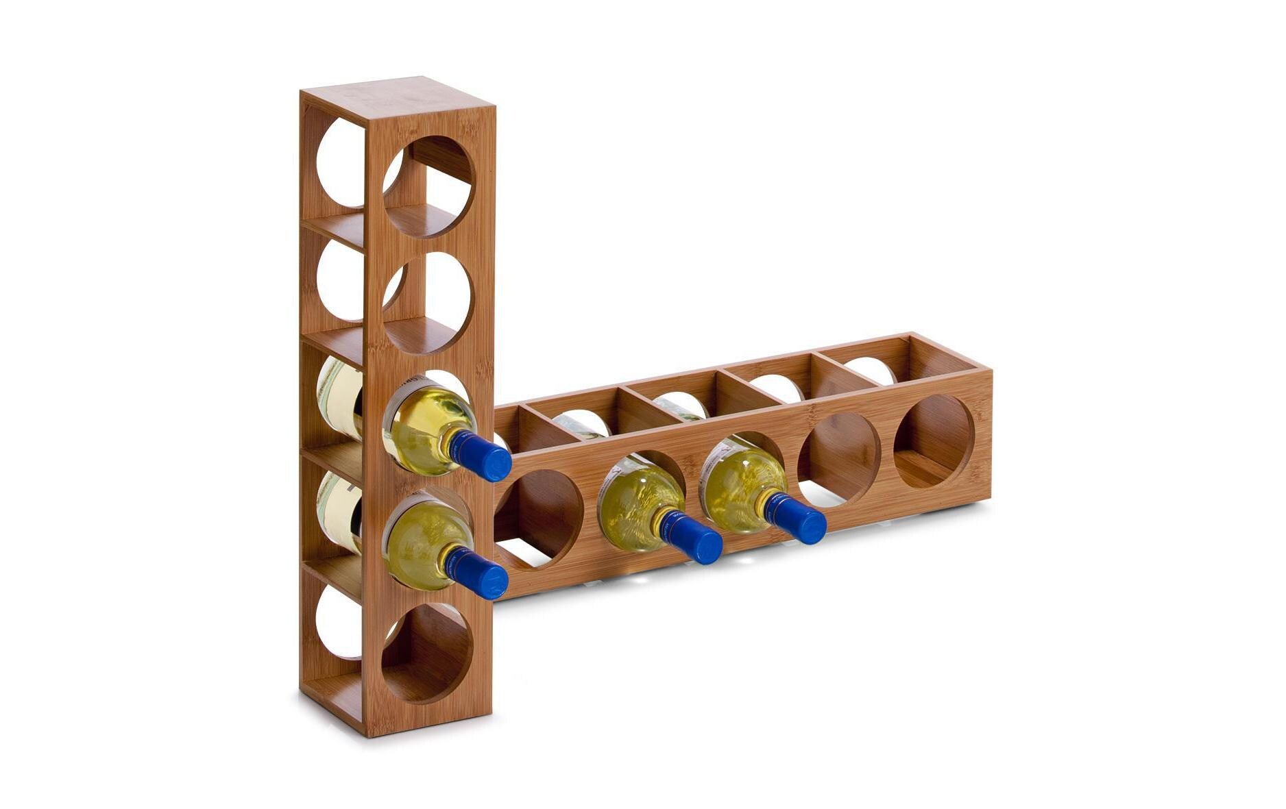 Weinregal Stapelbar für 5 Flaschen, Braun - MEGART