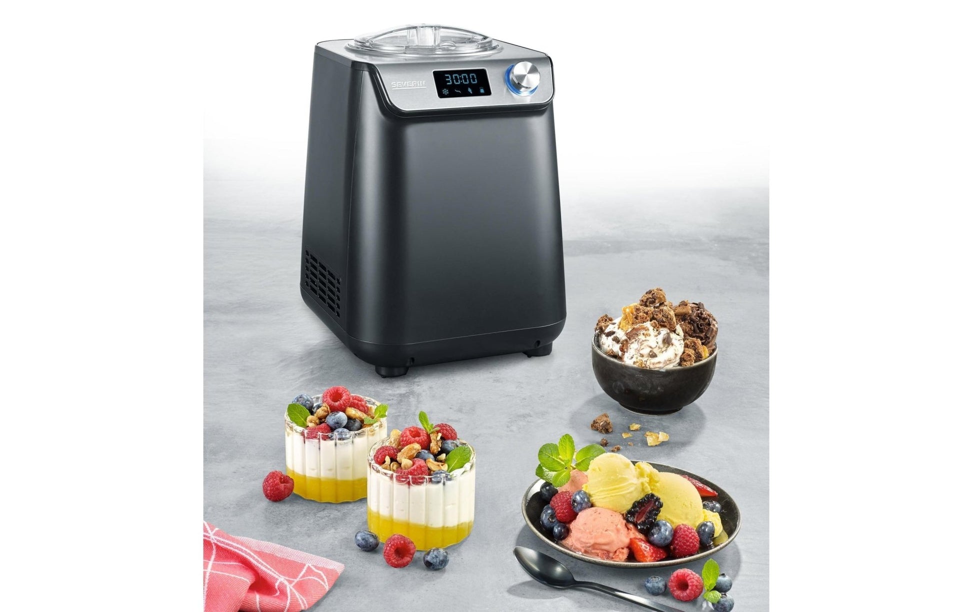 Glacemaschine EZ 7407 1.2 l, Schwarz/Silber - MEGART