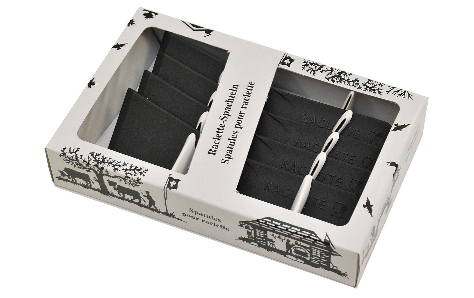 Raclette - Spachtel Spatula 4 Stück, Schwarz - MEGART