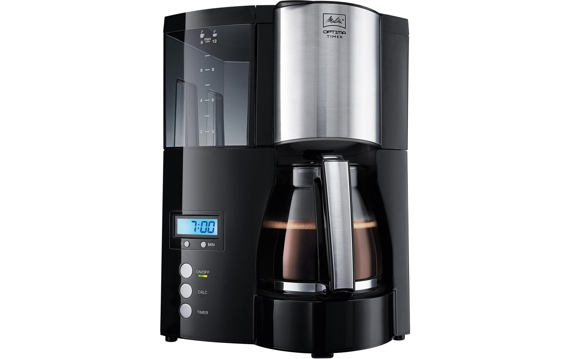 Filterkaffeemaschine Optima Timer Schwarz/Silber - MEGART