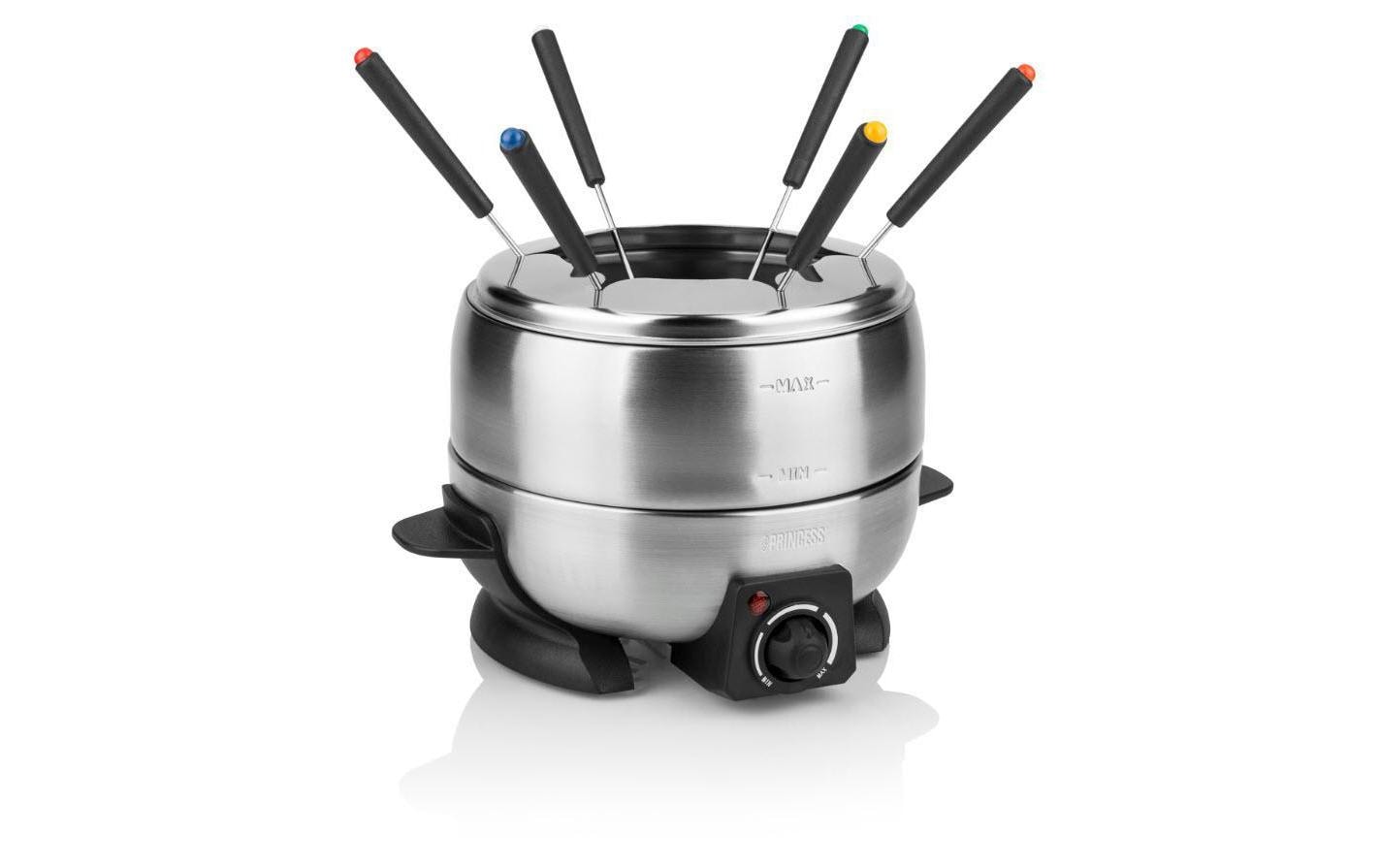 Fondue - Set All - in - One 800 Watt 7 Teile, Schwarz/Silber - MEGART
