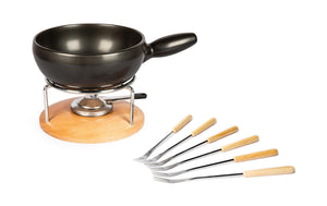 Set per fonduta di formaggio Säntis 9 pezzi, marrone chiaro/nero