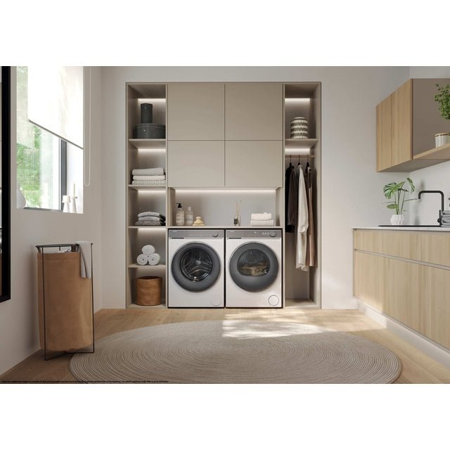 Haier Waschturm X Serie 7 – Waschmaschine HW80 (8 kg, A) + Wärmepumpentrockner HD80 (8 kg, C) inkl. Verbindungsrahmen - MEGART