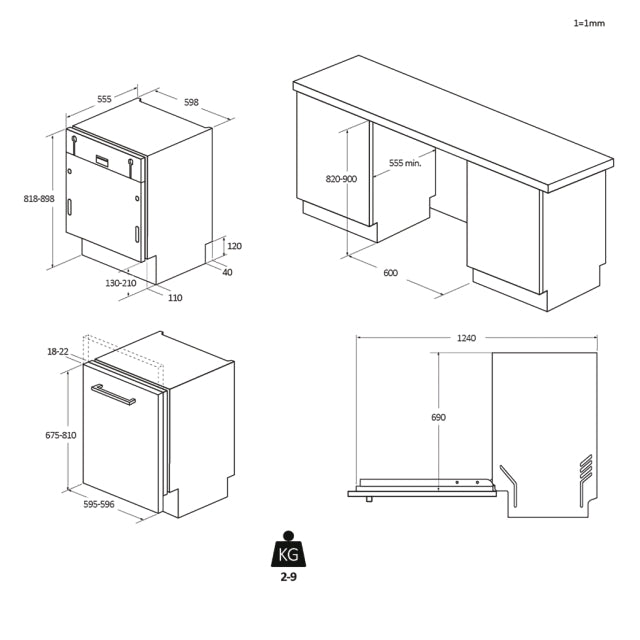 Haier XS 6B0S3FSB Voll integriert 16 Massgedecke B - MEGART