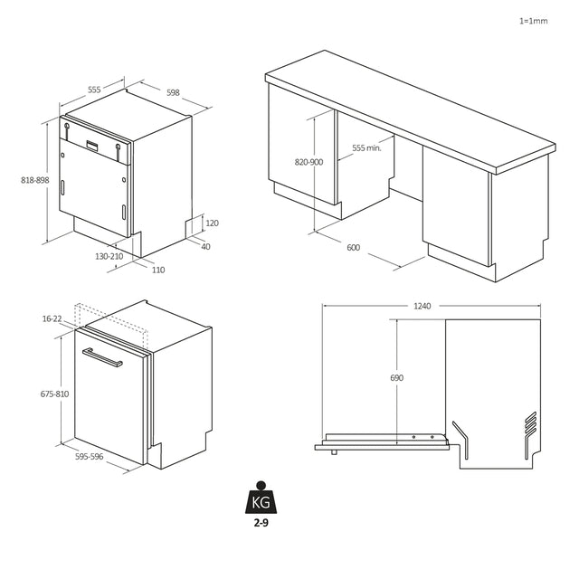 Haier XS 6B0S3FSB Voll integriert 16 Massgedecke B - MEGART
