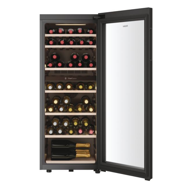Haier Wine Bank 50 Serie 7 HWS77GDAU1 Weinkühler mit Kompressor Freistehend Schwarz 77 Flasche(n) - MEGART
