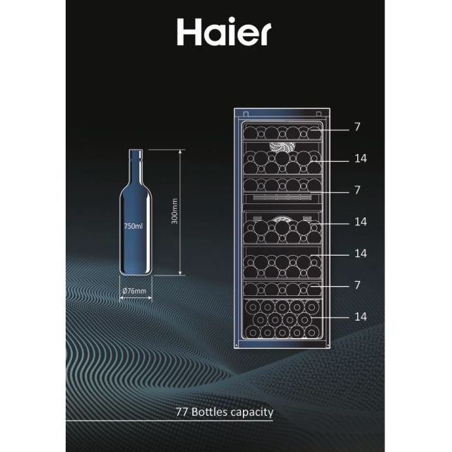 Haier Wine Bank 50 Serie 7 HWS77GDAU1 Weinkühler mit Kompressor Freistehend Schwarz 77 Flasche(n) - MEGART