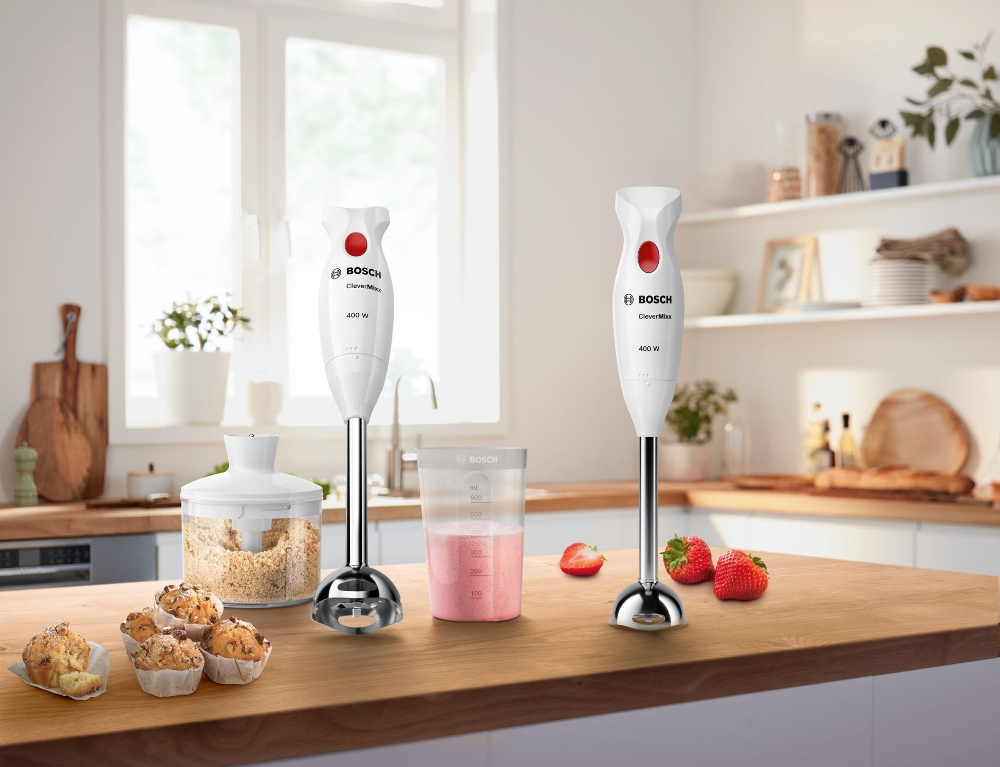 Stabmixer, CleverMixx, 400 W, Weiss, Rot, MSM24500 - MEGART