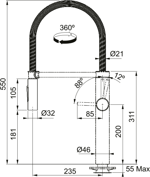 Pescara Auszugsbrause Edelstahl 115.0472.959 - MEGART