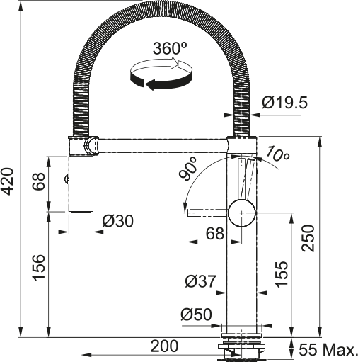 Pescara Auszugsbrause Edelstahl 115.0472.960 - MEGART