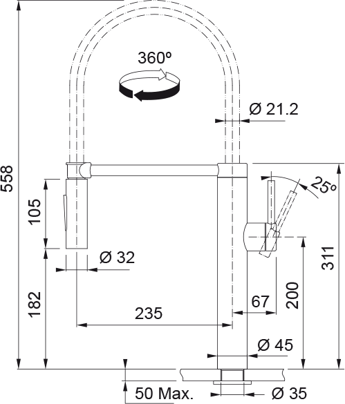 Pescara Auszugsbrause Edelstahl 115.0472.959 - MEGART
