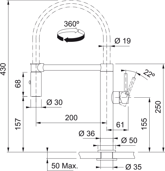 Pescara Auszugsbrause Edelstahl 115.0472.960 - MEGART