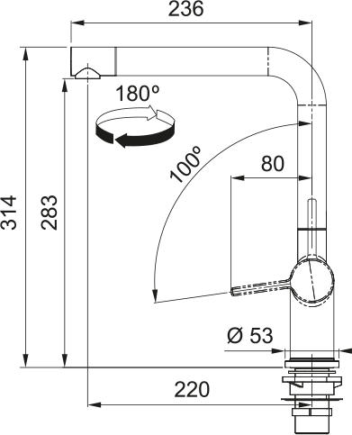 Active Vorfenster Schwenkauslauf Chrom 115.0653.390 - MEGART
