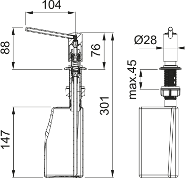 Spülmitteldispenser Novita Plus 119.0541.524 - MEGART