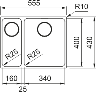Mythos MYX 160 - 34 - 16 Edelstahl Gebürstet 122.0633.040 - MEGART